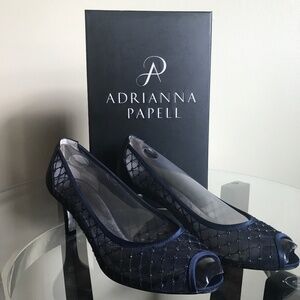 Adrianna Papell Navy Blue Rhinestone Jamie Pumps Women’s Size 8W